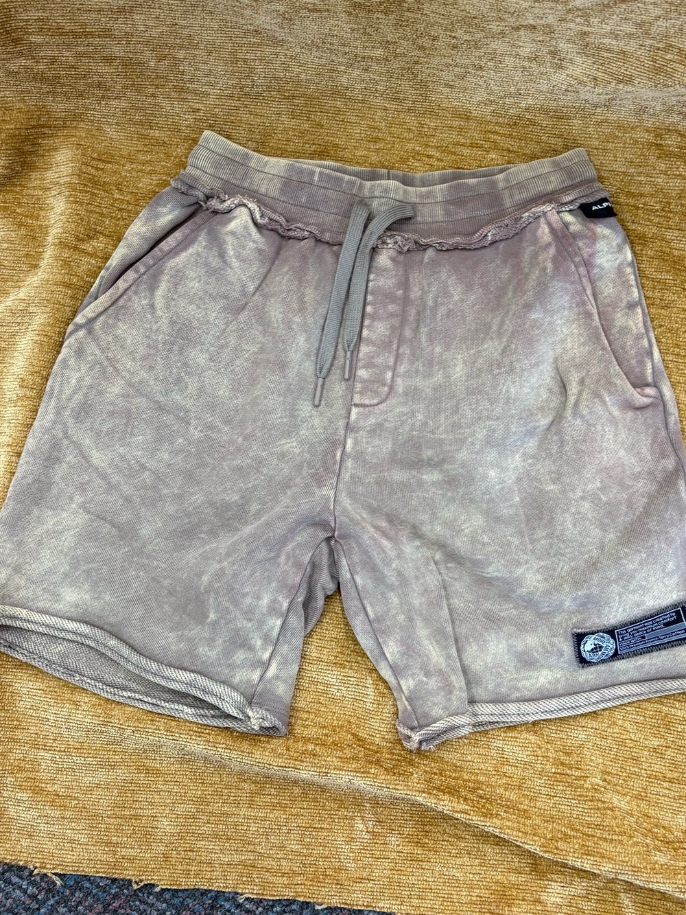 alphalete ladies size small Washed Taupe Terry cotton Drawstring Shorts